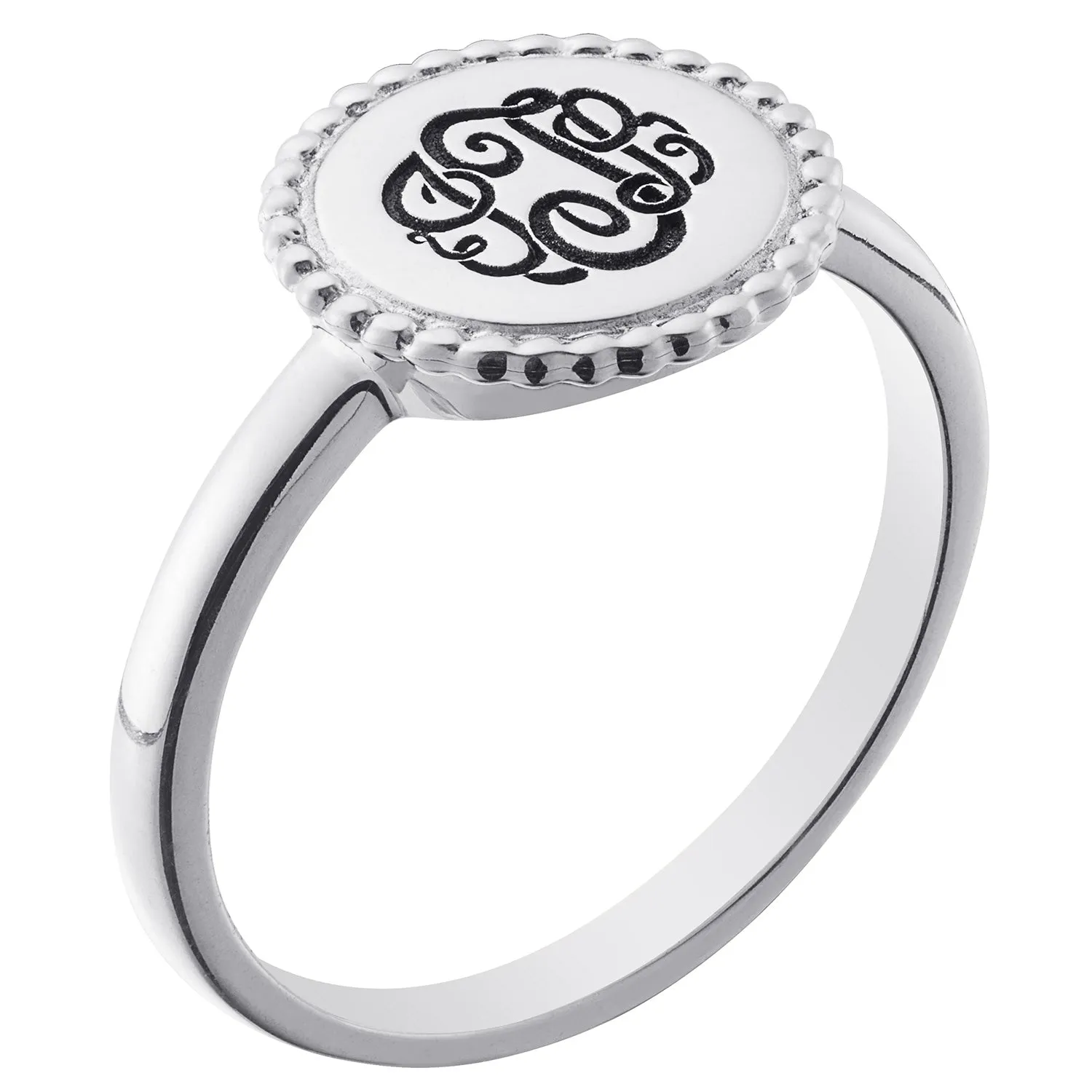 Sterling Silver Monogram Round Roped Ring sold by Limoges Jewelry product image thumbnail 2