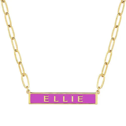 Personalized Enamel Bar on Paperclip Chain Necklace sold by Limoges Jewelry product image thumbnail 4
