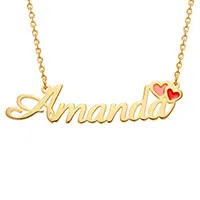 14K Gold Plated Script Name with Enamel Hearts Necklace sold by Limoges Jewelry product image thumbnail 5