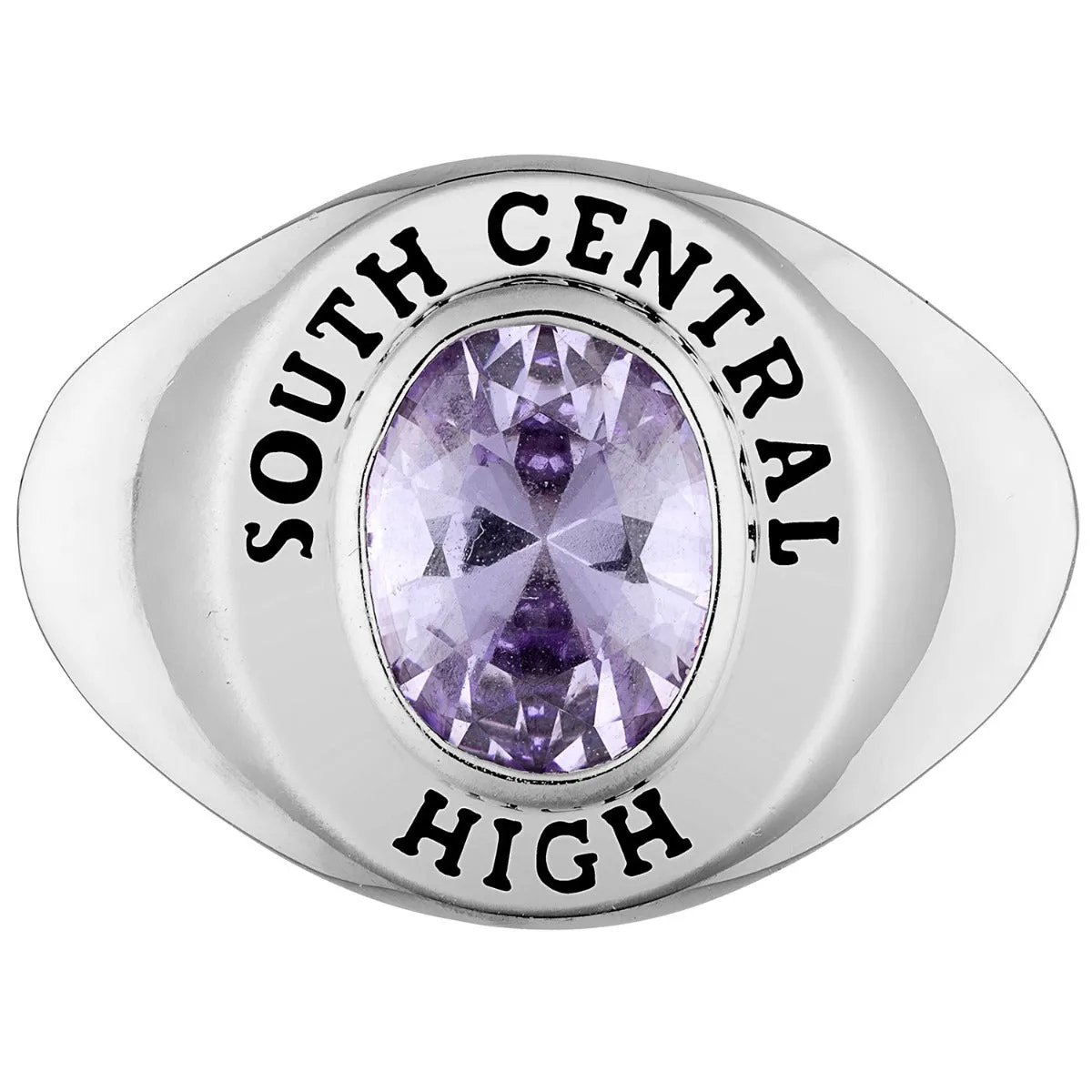 Ladies' Sterling Silver Minimal Oval Birthstone Signet Freestyle Class Ring sold by Limoges Jewelry product image thumbnail 2