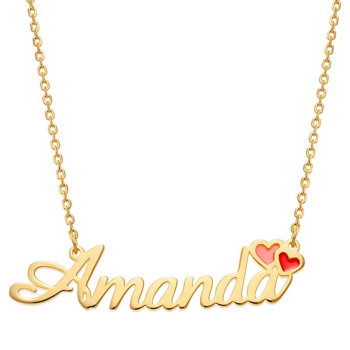 14K Gold Plated Script Name with Enamel Hearts Necklace sold by Limoges Jewelry product image thumbnail 4