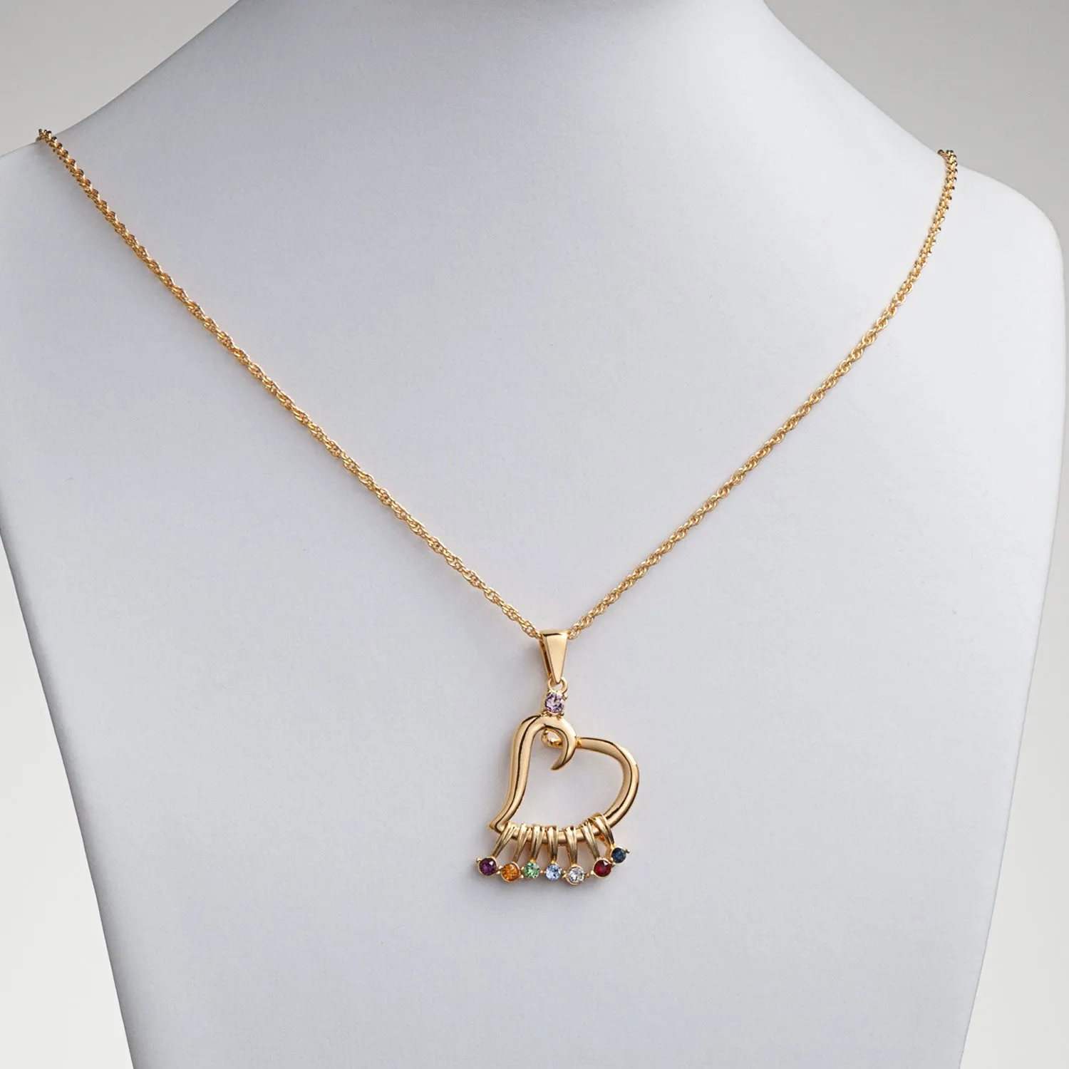 Heart Birthstone Charm Necklace sold by Limoges Jewelry product image thumbnail 2