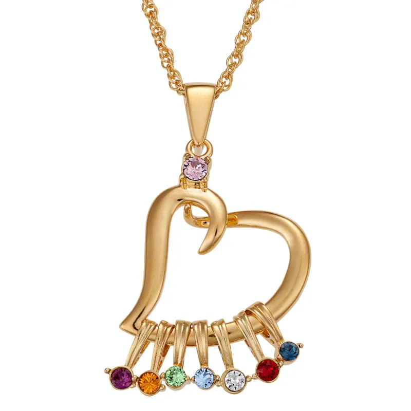 Heart Birthstone Charm Necklace sold by Limoges Jewelry