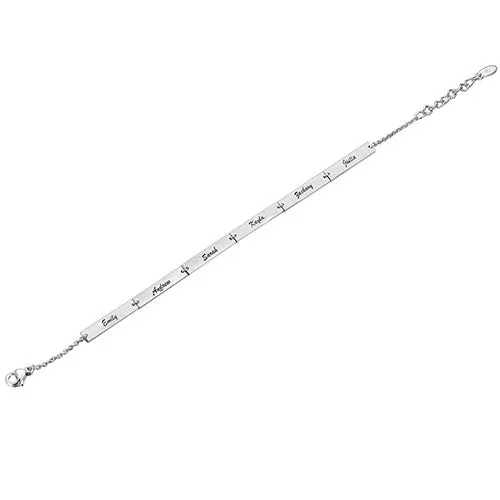 Stainless Steel Engraved Bars Family Name Bracelet sold by Limoges Jewelry product image thumbnail 5