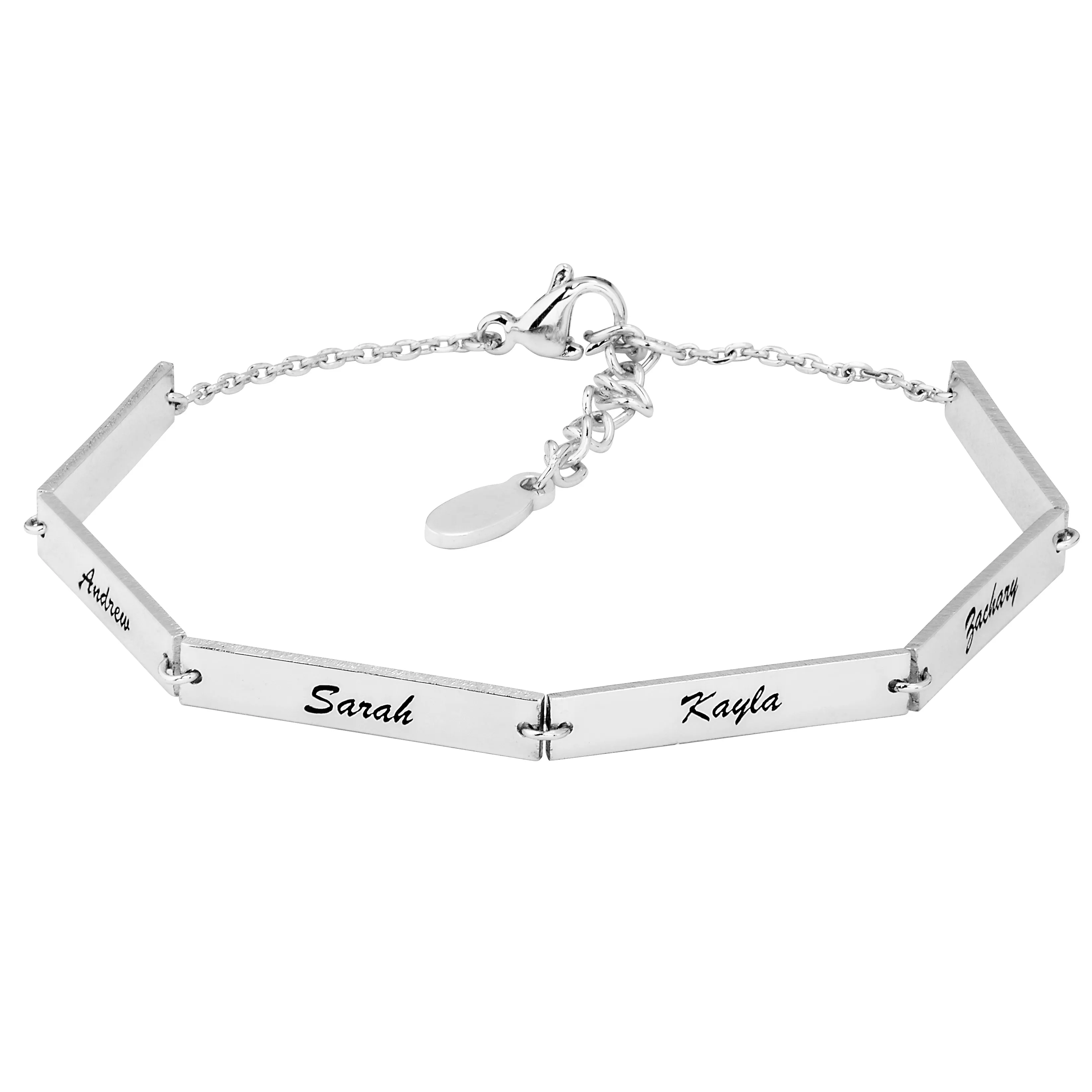 Stainless Steel Engraved Bars Family Name Bracelet sold by Limoges Jewelry product image thumbnail 3