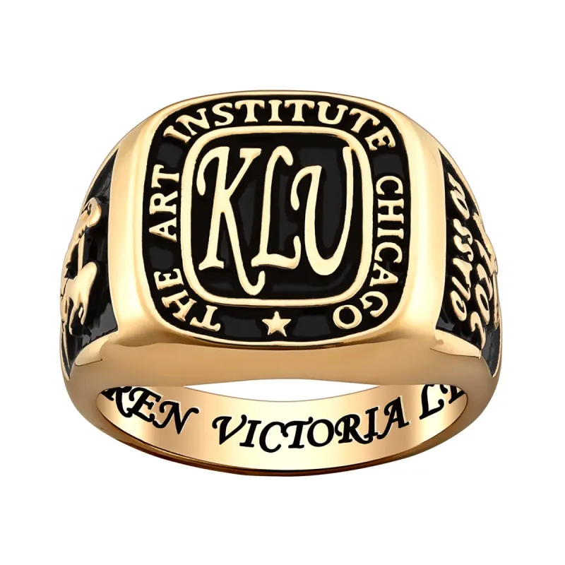 14K Gold over Sterling Ladies Rectangle Signet Class Ring sold by Limoges Jewelry