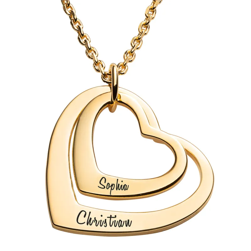 14K Gold over Sterling Nesting Hearts with Names Necklaces - 2 sold by Limoges Jewelry
