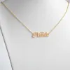 14K Gold Plated Script Name with Outline Necklace sold by Limoges Jewelry
