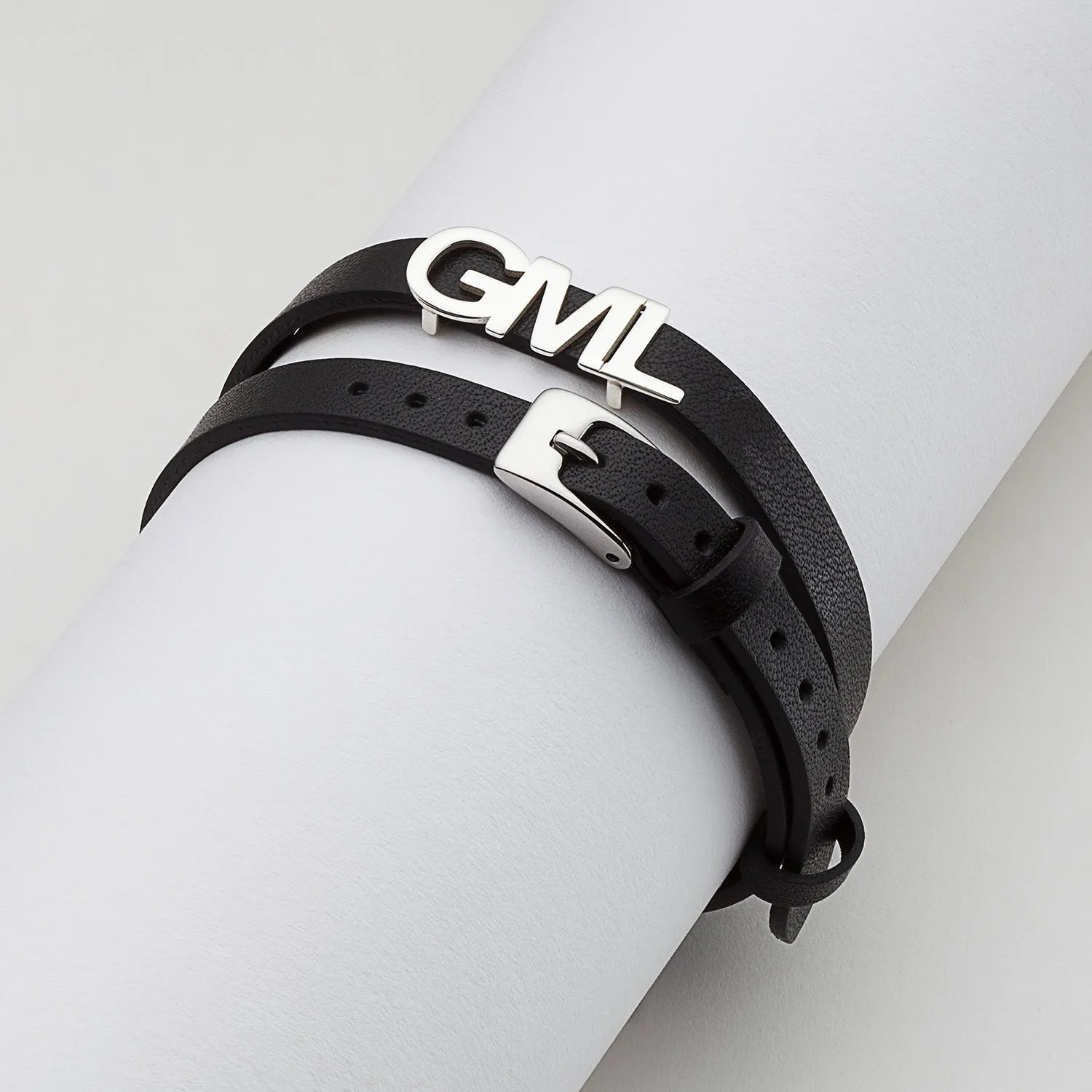 Sterling Silver Initial Leather Wrap Bracelet and Choker sold by Limoges Jewelry product image thumbnail 2