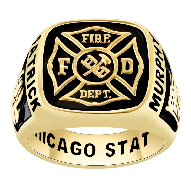 Men's Gold over Sterling Fire Dept First Responder Ring sold by Limoges Jewelry