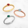 14K Rose Gold Plated Birthstone with Roped Band Ring sold by Limoges Jewelry