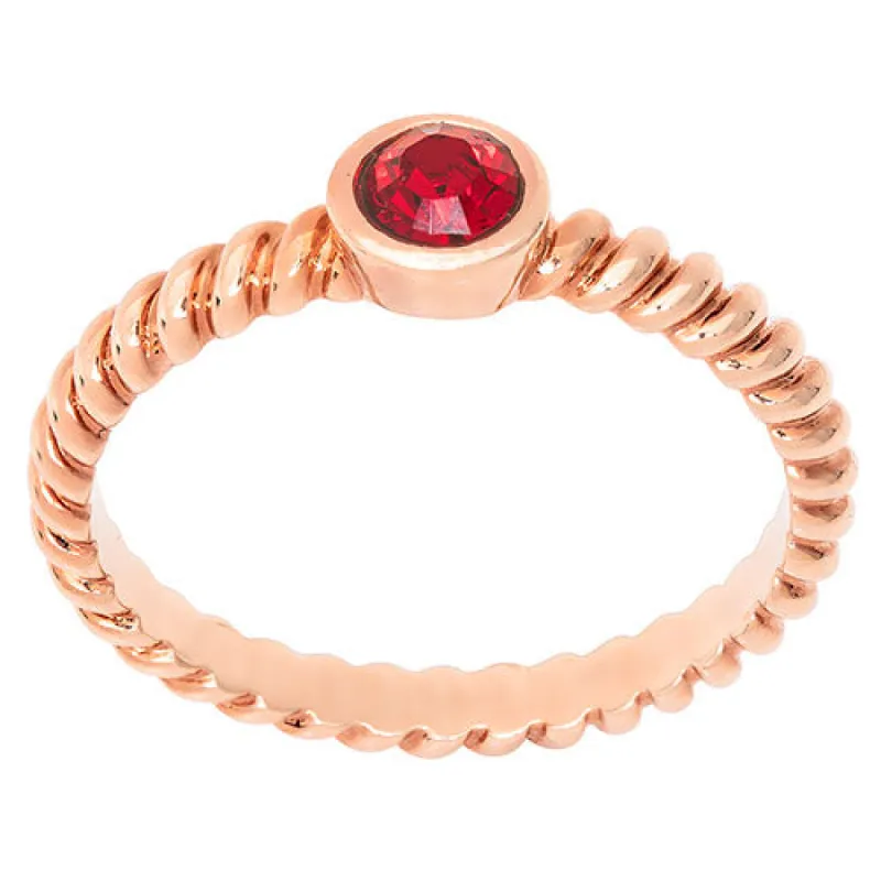 14K Rose Gold Plated Birthstone with Roped Band Ring sold by Limoges Jewelry