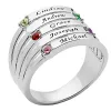 Silver Plated Engraved Name and Birthstone Faux Stack Ring sold by Limoges Jewelry