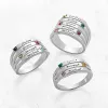 Silver Plated Engraved Name and Birthstone Faux Stack Ring sold by Limoges Jewelry