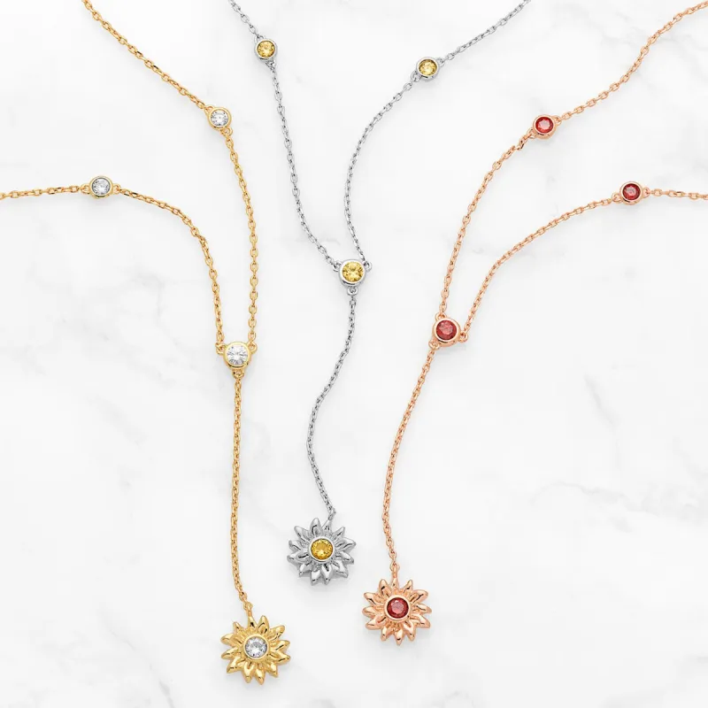 Flower Birthstone Y-Necklace sold by Limoges Jewelry