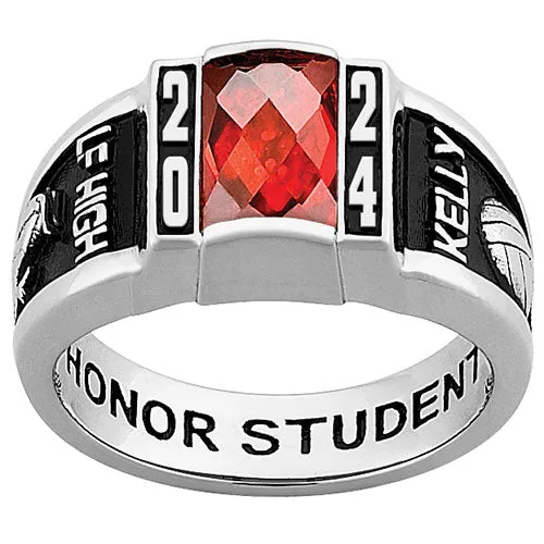 Ladies Platinum Plated CELEBRIUM Art Deco Class Ring sold by Limoges Jewelry