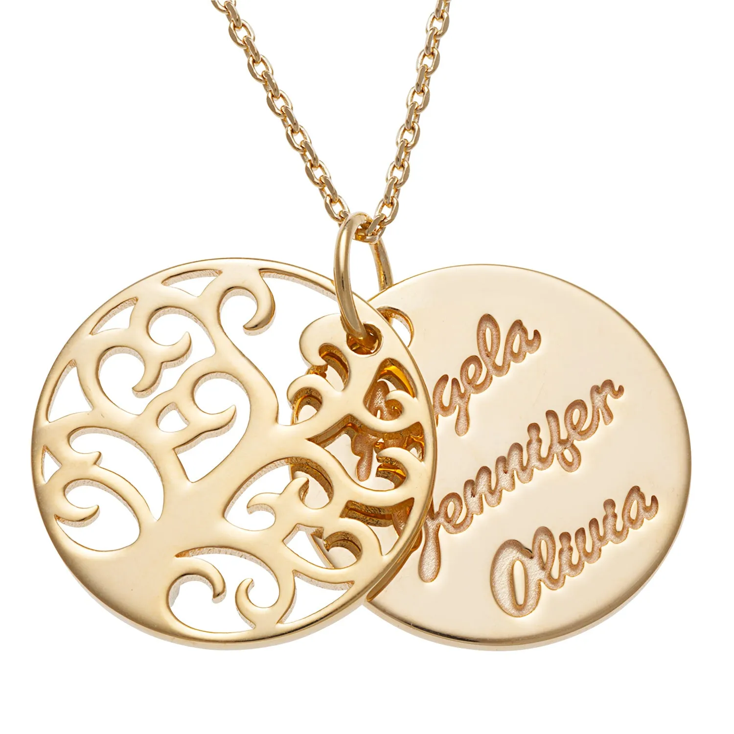14K Gold over Sterling Family Tree Name Necklace sold by Limoges Jewelry product image thumbnail 3