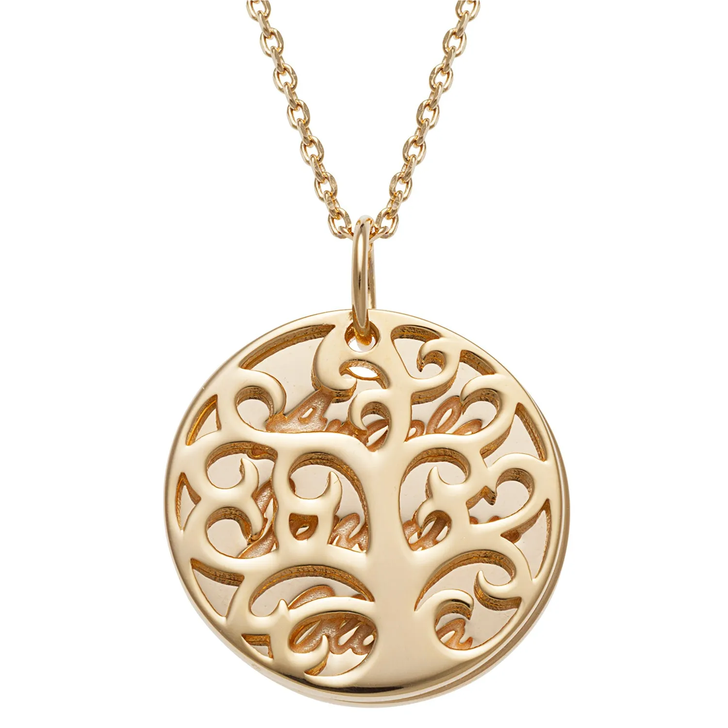 14K Gold over Sterling Family Tree Name Necklace sold by Limoges Jewelry