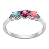 Sterling Silver Round Birthstone Ring with Hearts - 3 Stones sold by Limoges Jewelry
