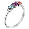Sterling Silver Round Birthstone Ring with Hearts - 3 Stones sold by Limoges Jewelry
