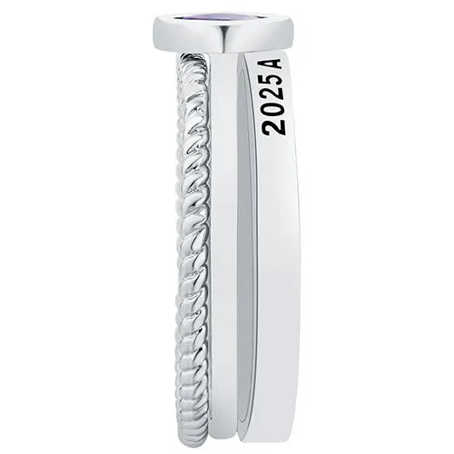 Women's Platinum Plated Marquise Birthstone Stackable Class Ring sold by Limoges Jewelry product image thumbnail 5