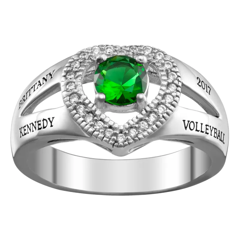 Sterling Silver Freestyle Heart Class Ring sold by Limoges Jewelry