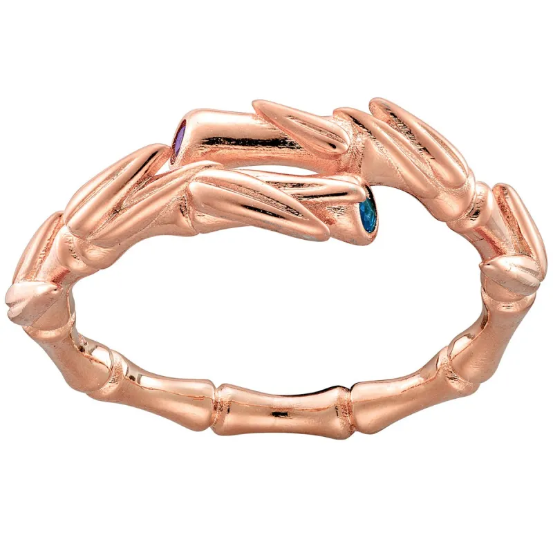 Lucky Bamboo Birthstone Bypass Ring Rose Gold Plated sold by Limoges Jewelry