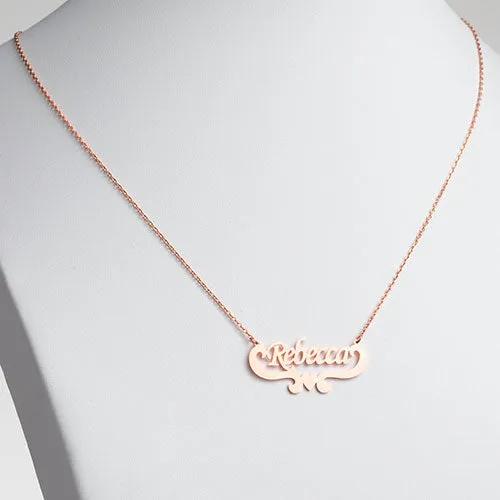 10K Rose Gold Script Name with Heart Scroll Necklace sold by Limoges Jewelry product image thumbnail 2