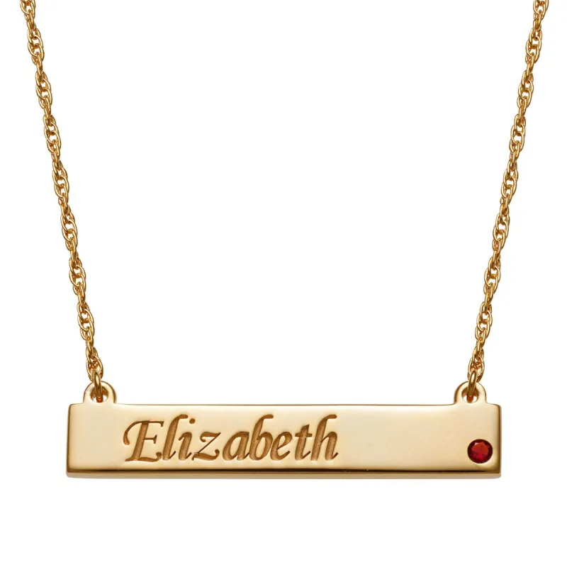 14K Gold over Sterling Personalized Name and Birthstone Bar Necklace sold by Limoges Jewelry