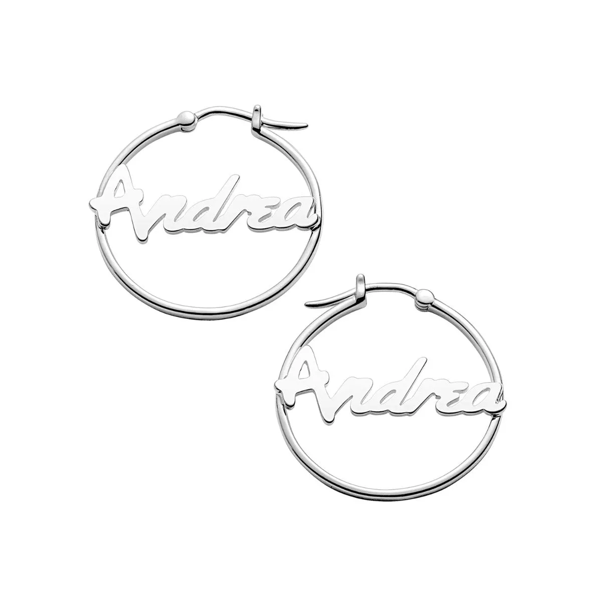 Personalized Bold Script Name Small Hoop Earrings sold by Limoges Jewelry product image thumbnail 2