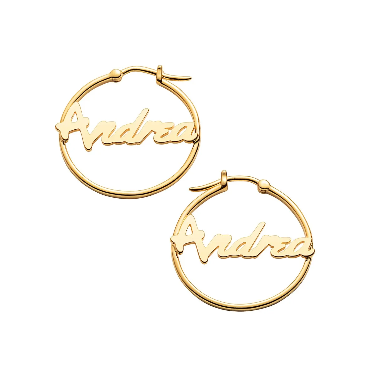 Personalized Bold Script Name Small Hoop Earrings sold by Limoges Jewelry product image thumbnail 5