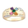 18K Gold over Sterling Family Name & Birthstone Ring with Diamond Accent sold by Limoges Jewelry