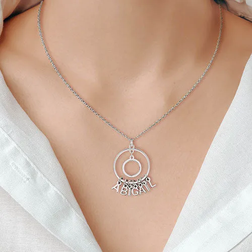 Sterling Silver Double Circle Danity Name Pendant Necklace sold by Limoges Jewelry product image thumbnail 3