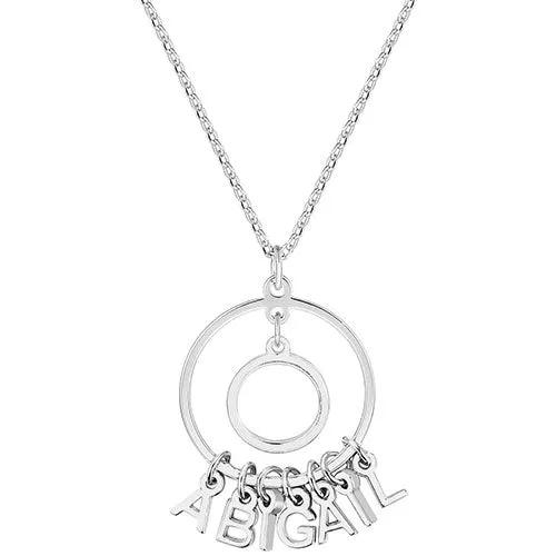 Sterling Silver Double Circle Danity Name Pendant Necklace sold by Limoges Jewelry product image thumbnail 2