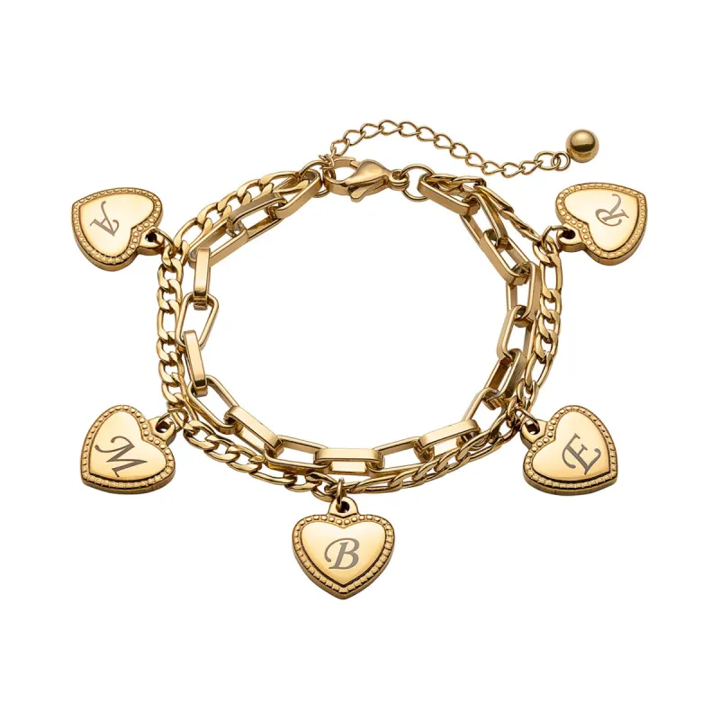 Gold Stainless Steel Initial or Name Heart Bracelet sold by Limoges Jewelry