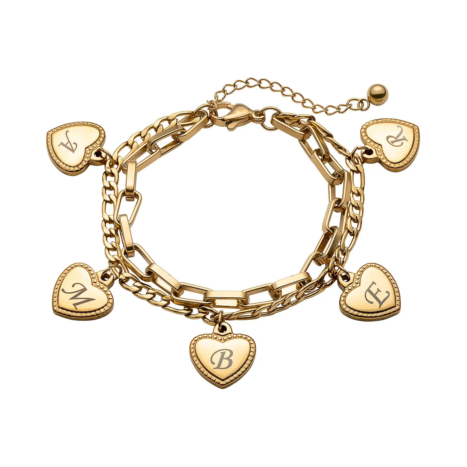 Gold Stainless Steel Initial or Name Heart Bracelet sold by Limoges Jewelry