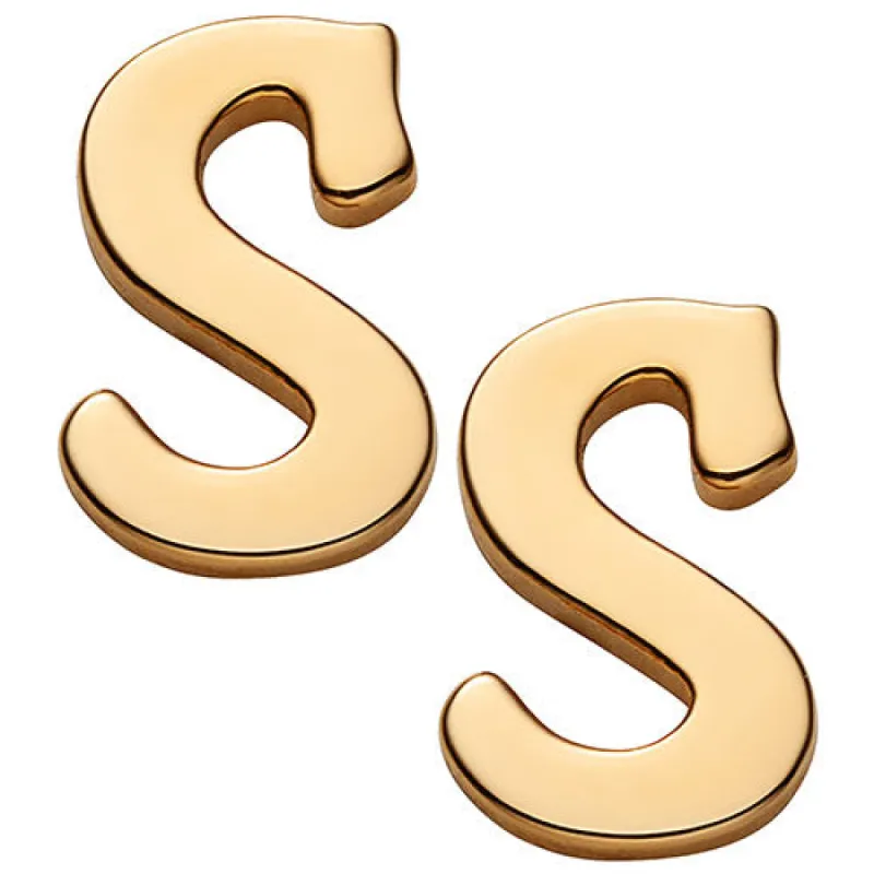 14K Gold over Sterling Uppercase Initial Button Earring sold by Limoges Jewelry