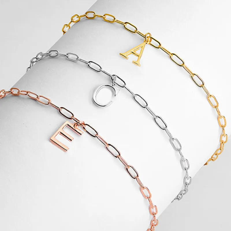 Initial Charm Paperclip Chain Bracelet sold by Limoges Jewelry