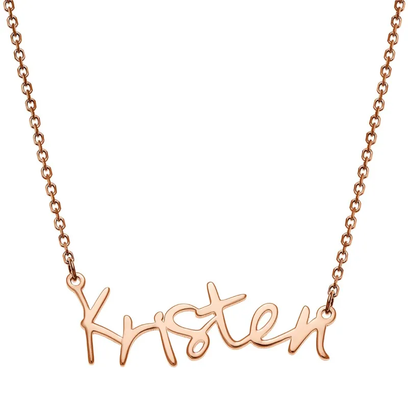 14K Rose Gold Plated Fancy Name Necklace sold by Limoges Jewelry