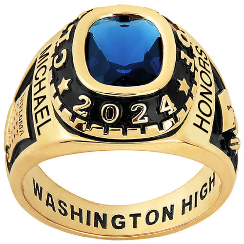 Men's 14K Celebrium Birthstone 2024 Class Ring sold by Limoges Jewelry