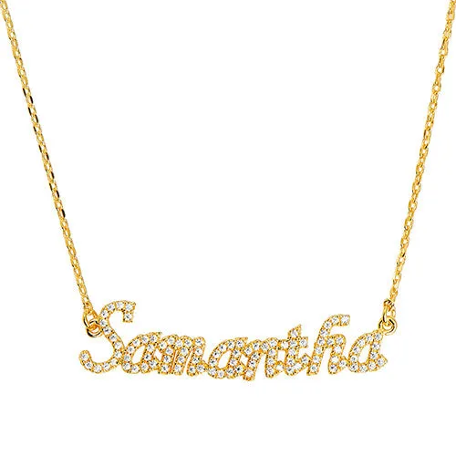 Pave CZ Name Plaque Necklace sold by Limoges Jewelry product image thumbnail 4