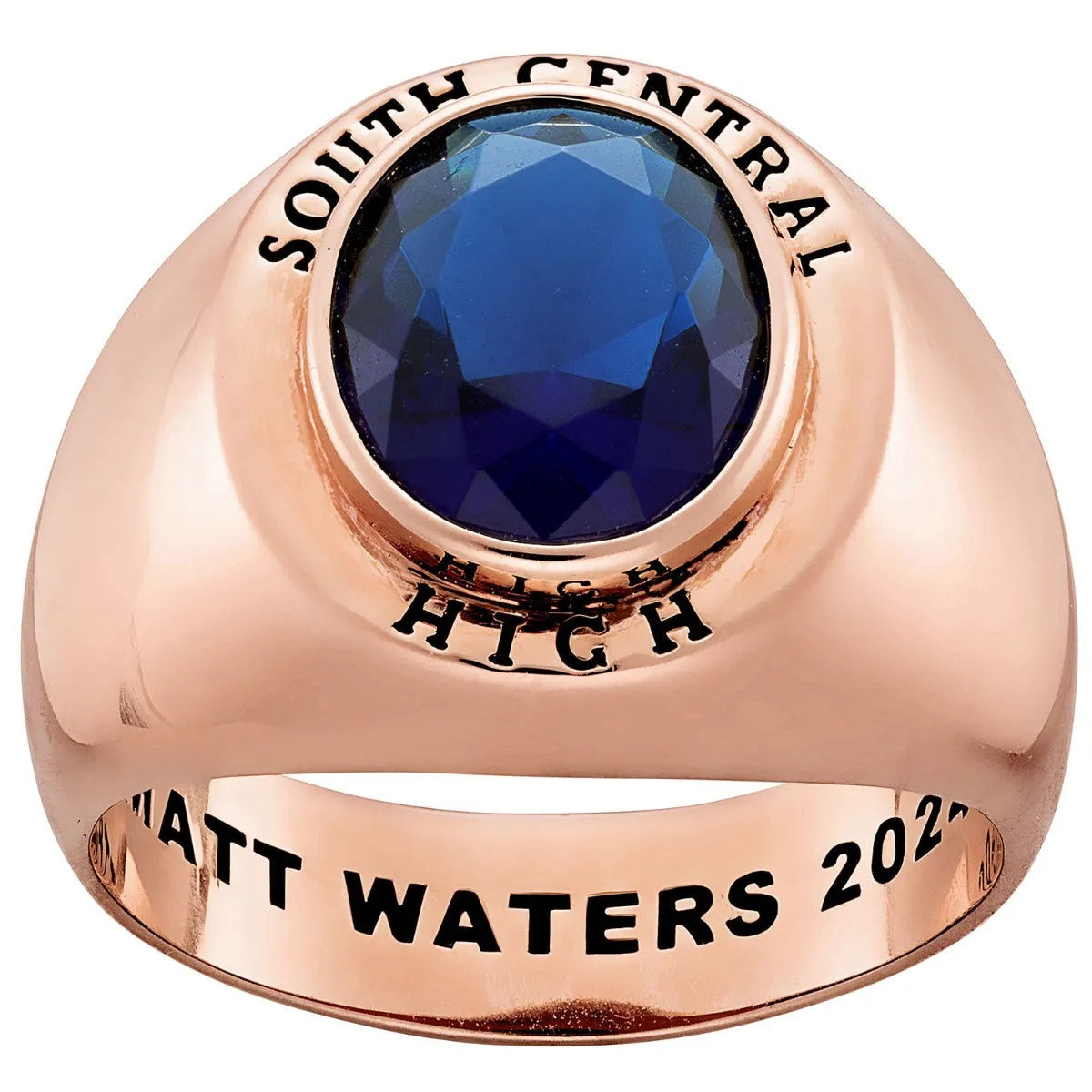 Men's 14K Rose Gold over Sterling Minimal Oval Birthstone Signet Freestyle Class Ring sold by Limoges Jewelry