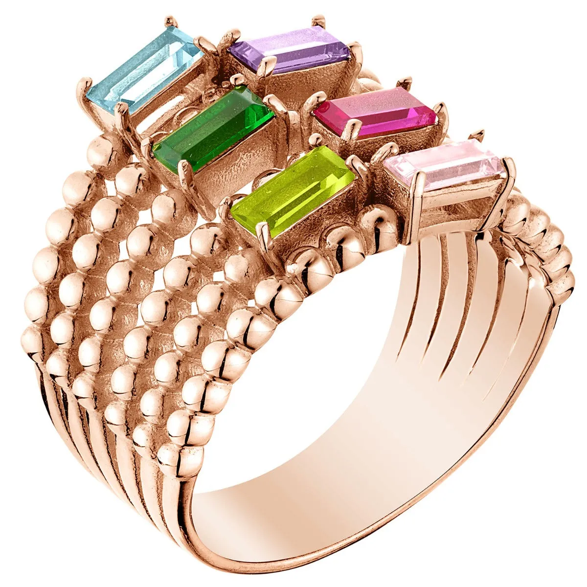 14K Rose Gold Plated Family Birthstone and Diamond Accent Faux Stack Ring sold by Limoges Jewelry product image thumbnail 2