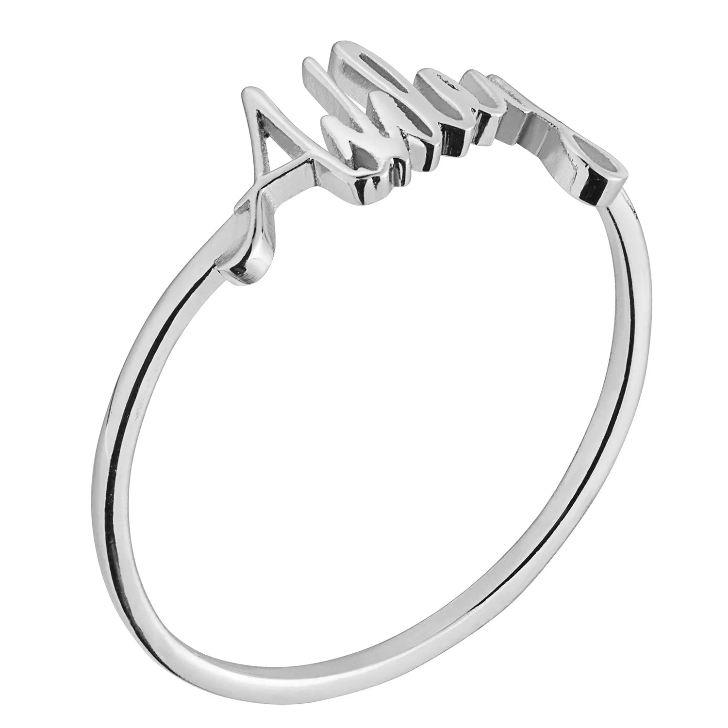 Sterling Silver Petite Script Name Ring sold by Limoges Jewelry product image thumbnail 2