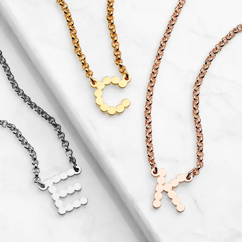 Mini Dot Initial Station Necklace sold by Limoges Jewelry