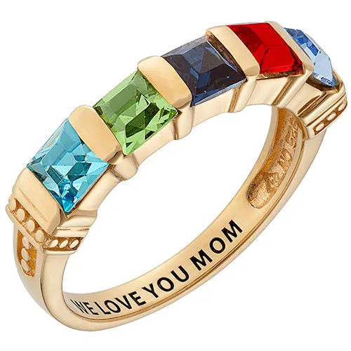 10K Yellow Gold Square Family Birthstone Ring - 5 Stones sold by Limoges Jewelry product image thumbnail 2