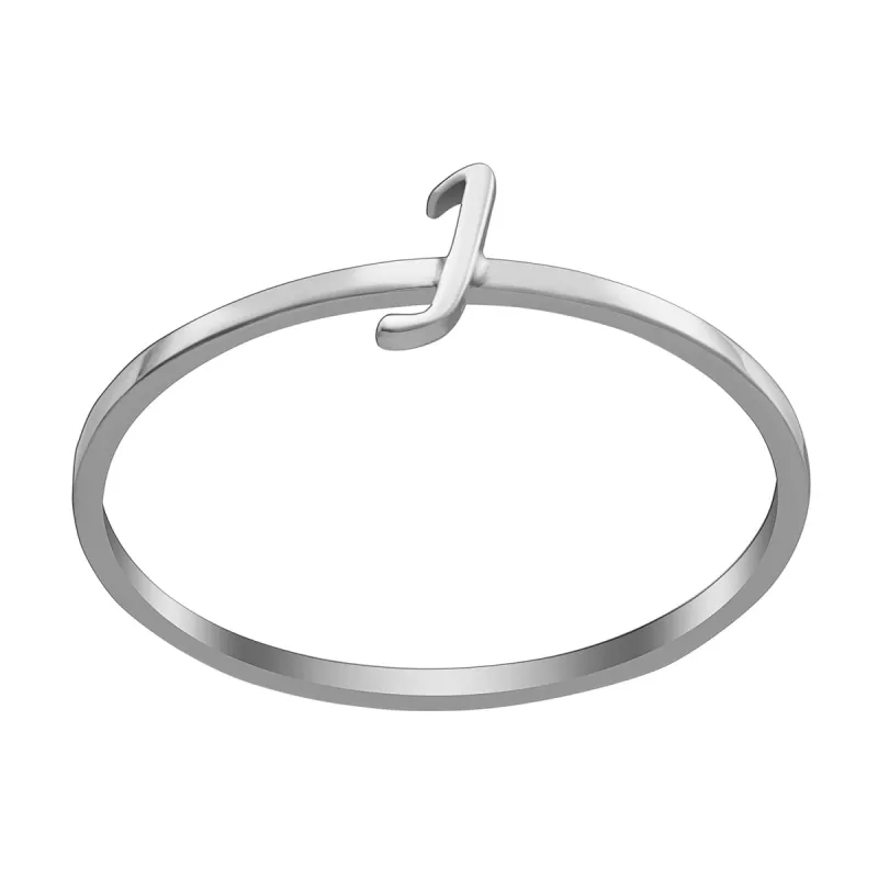 Sterling Silver Petite Lowercase Script Initial Ring sold by Limoges Jewelry