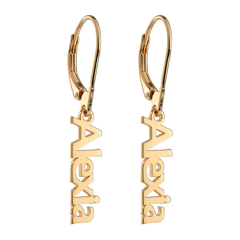 14K Gold over Sterling Personalized Name Dangle Earrings sold by Limoges Jewelry