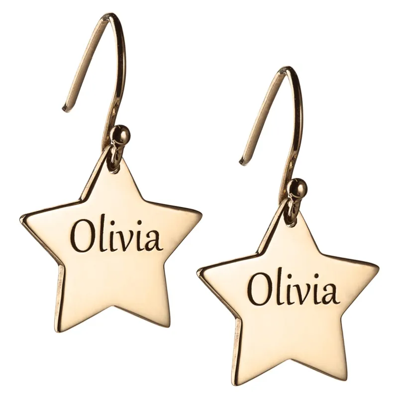 14K Gold over Sterling Personalized Star Dangle Earrings sold by Limoges Jewelry