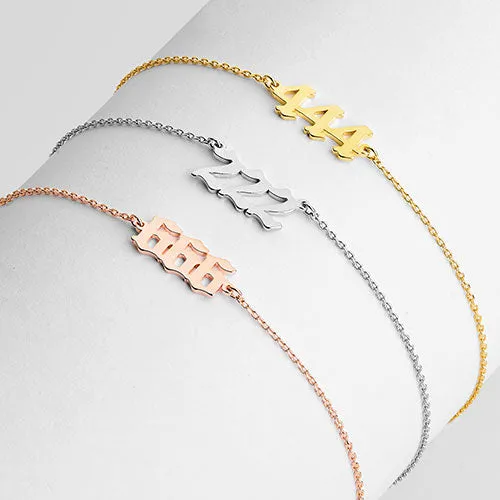 Petite Old English Angel Number Bracelet sold by Limoges Jewelry